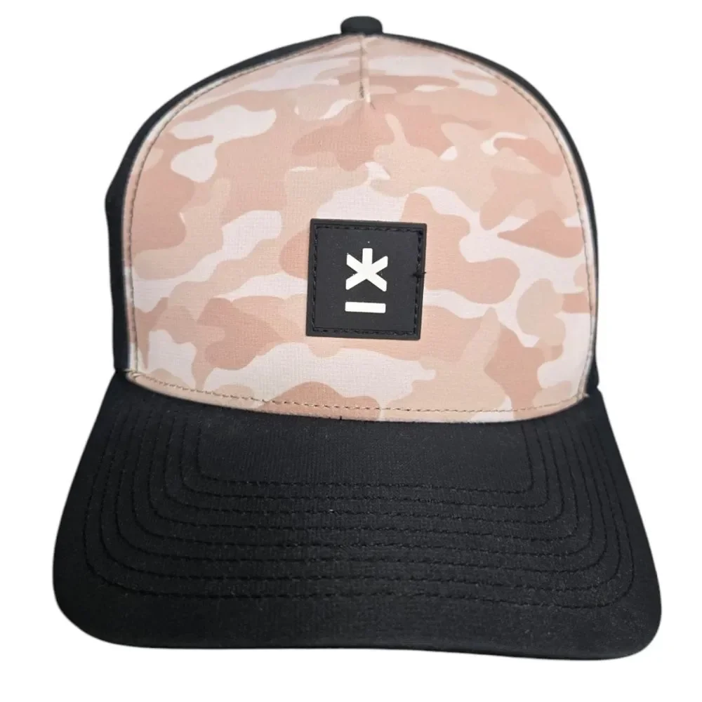 Lumino Trucker Hat Cap Black w Tan Camo Front Adjustable OSFM